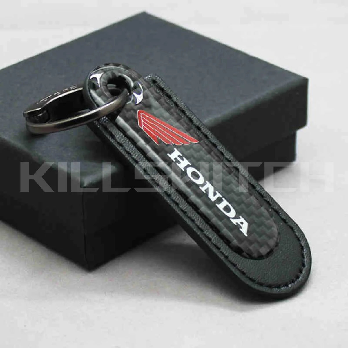 Motorcycle Carbon Fiber Leather Keychain - HONDA-BLACK - decor