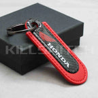 Motorcycle Carbon Fiber Leather Keychain - HONDA-RED - decor