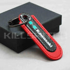 Motorcycle Carbon Fiber Leather Keychain - KAWASAKI-RED - decor
