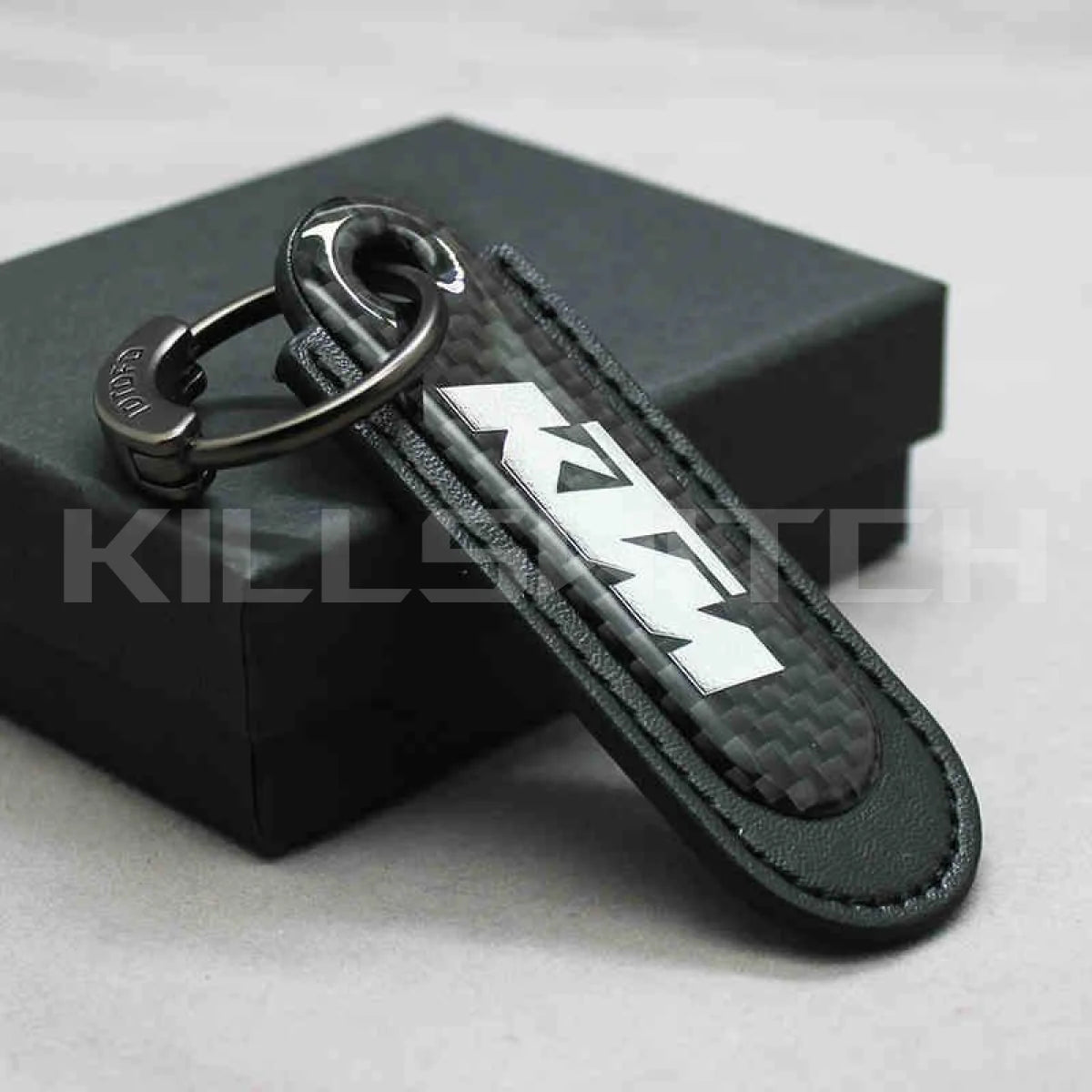 Motorcycle Carbon Fiber Leather Keychain - KTM-BLACK - decor
