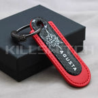 Motorcycle Carbon Fiber Leather Keychain - MV AGUSTA-RED - decor