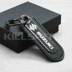 Motorcycle Carbon Fiber Leather Keychain - SUZUKI-BLACK - decor