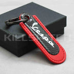 Motorcycle Carbon Fiber Leather Keychain - VESPA-RED - decor
