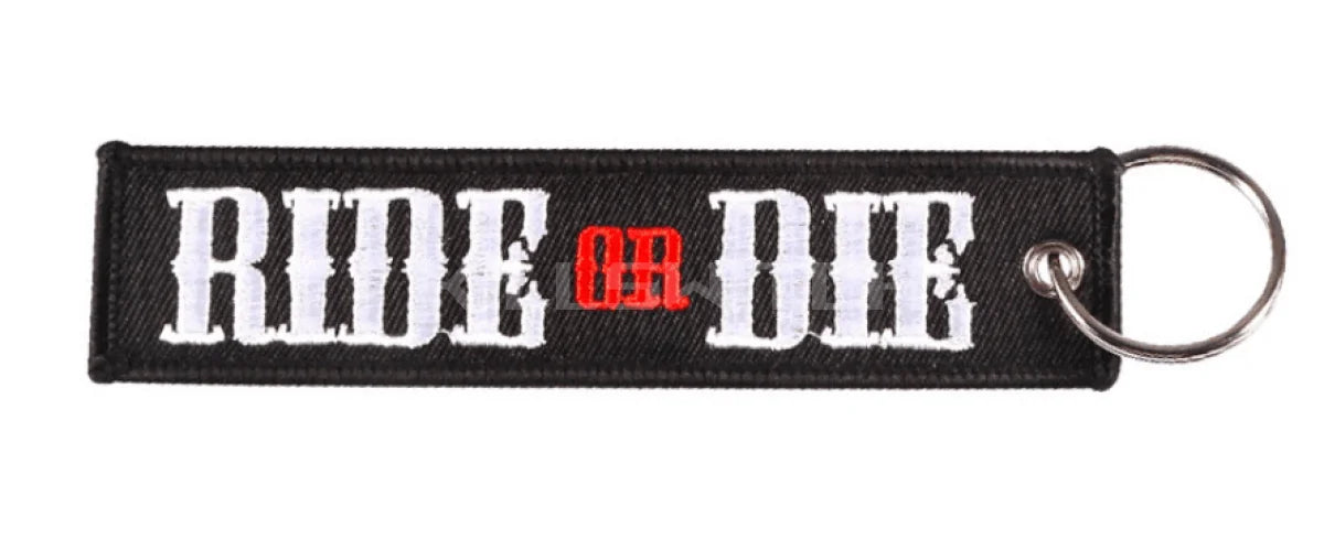 Motorcycle Embroidered Keychain - BLACK RIDE - decor