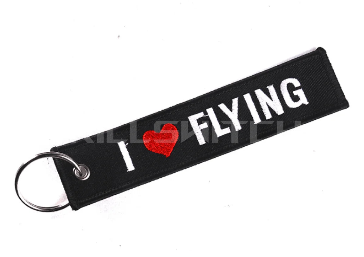 Motorcycle Embroidered Keychain - I LOVE FLYING - decor