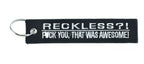 Motorcycle Embroidered Keychain - RECKLESS - decor