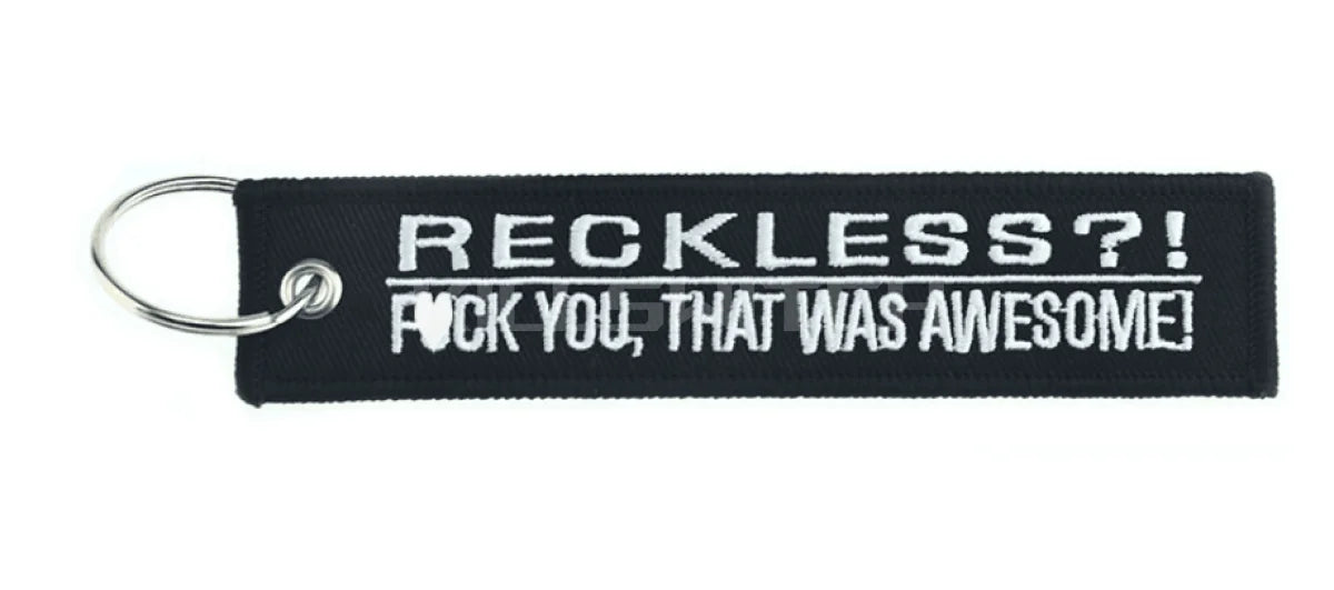 Motorcycle Embroidered Keychain - RECKLESS - decor