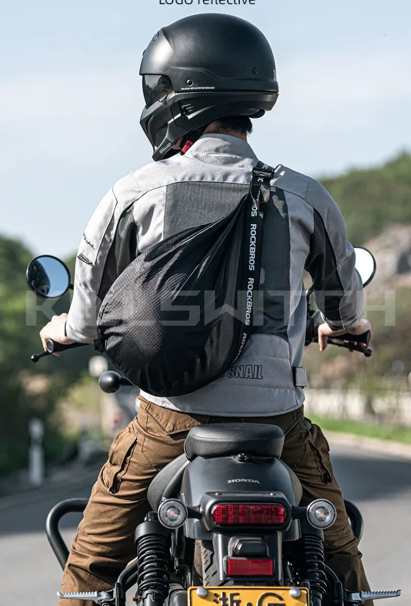 Motorcycle Helmet Backpack Large Capacity Travel Bags Reflective - Backpack-Black / CHINA